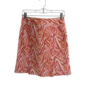 Etcetera Pink and Orange Swirl Mini Skirt Cotton Blend, Size 2